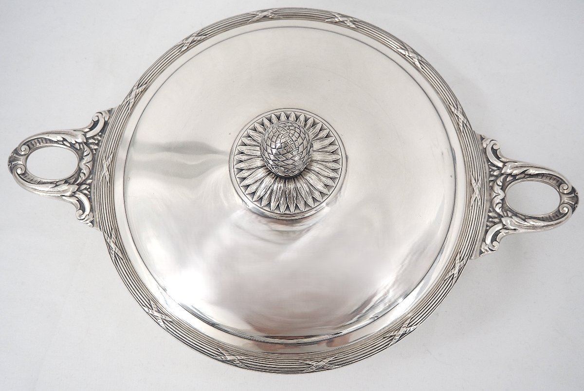 Christofle modèle Rubans, légumier et son dormant, métal argenté, excellent état.-photo-3