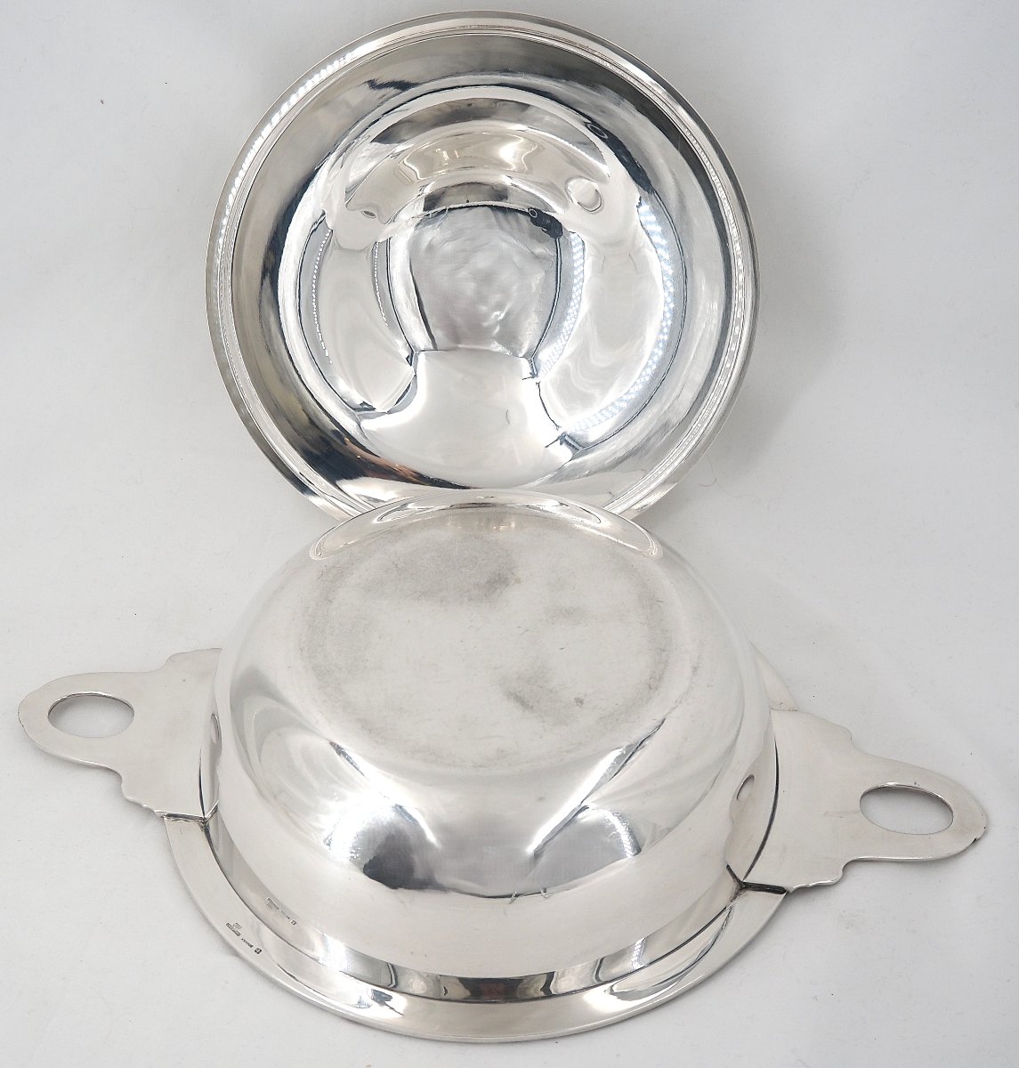 Christofle modèle Rubans, légumier et son dormant, métal argenté, excellent état.-photo-7