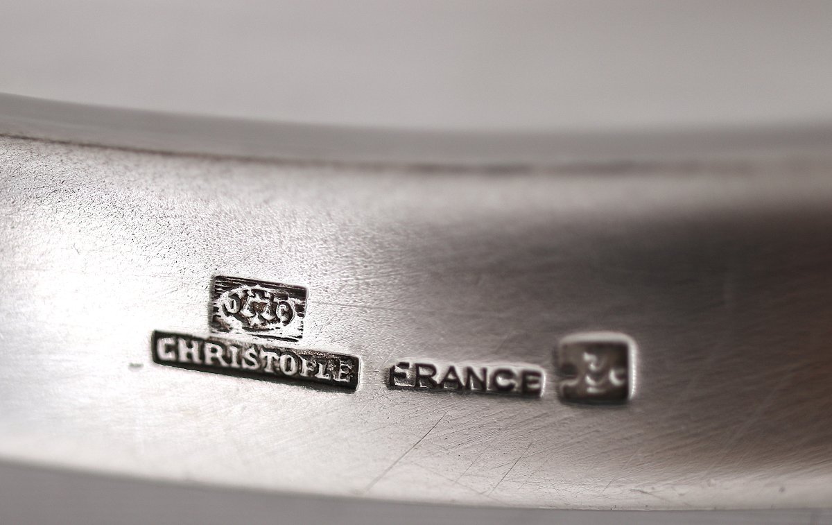 Christofle modèle Rubans, légumier et son dormant, métal argenté, excellent état.-photo-8