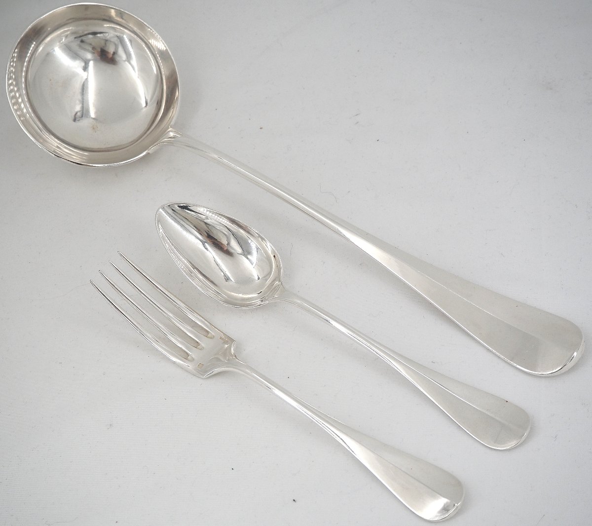 Christofle Baguette Fidélio Antique Model, 12 Place Settings + 1 Ladle, 25 Pieces, Silver-plated Metal.-photo-2