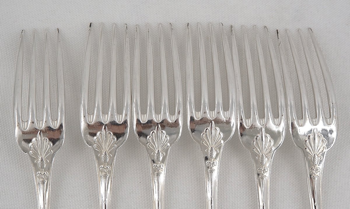 Christofle Malmaison Antique Model, Cutlery Set For 6 People, 25 Pieces, Knives.-photo-8