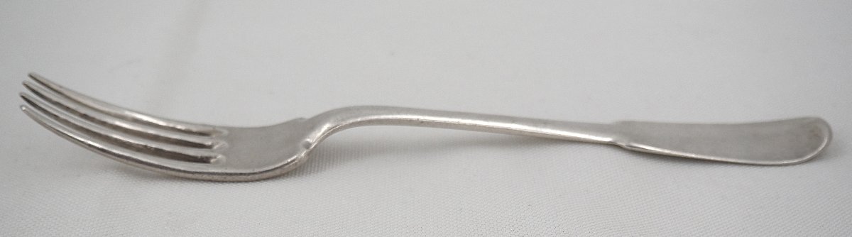 Fourchette argent massif XVIIIe, Uniplat, Toulouse 1757, Jean-Antoine Gailhard.-photo-4
