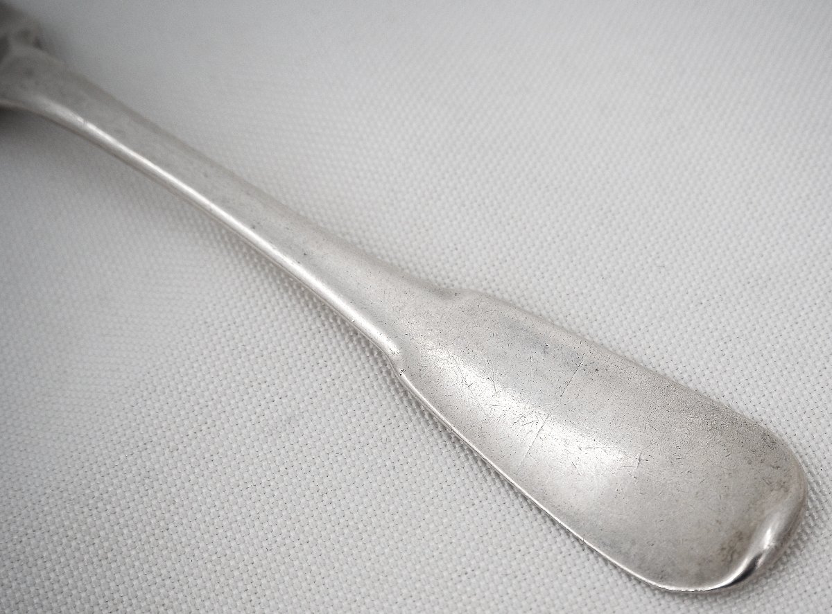Fourchette argent massif XVIIIe, Uniplat, Toulouse 1757, Jean-Antoine Gailhard.-photo-1