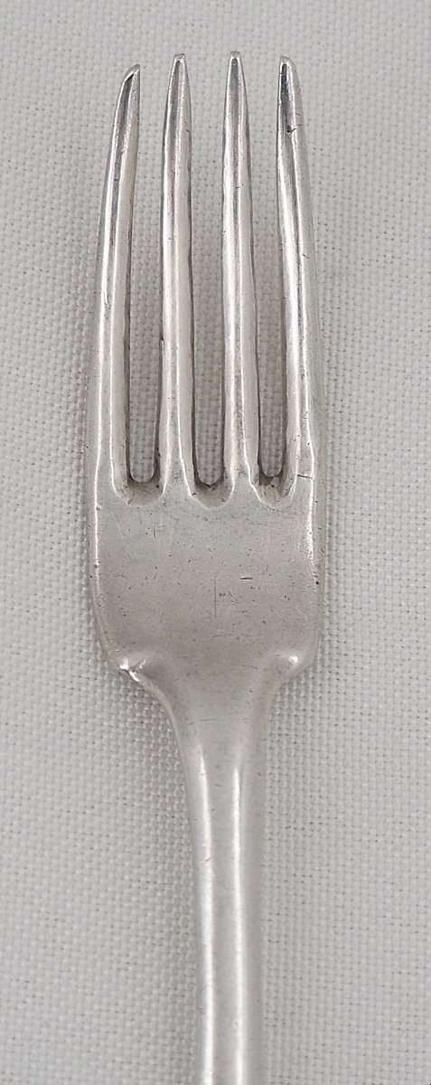Fourchette argent massif XVIIIe, Uniplat, Toulouse 1757, Jean-Antoine Gailhard.-photo-2