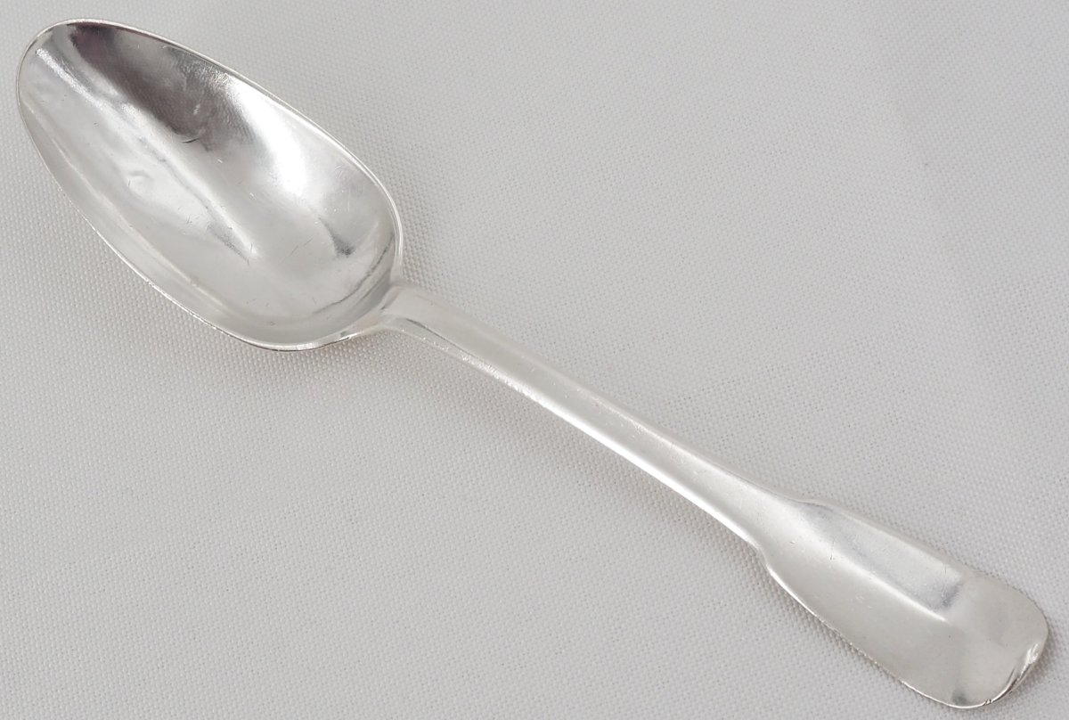 Table Spoon, Solid Silver 18th Century, Rat Tail, Paris 1727-32, Vincent Le Clerc.-photo-3