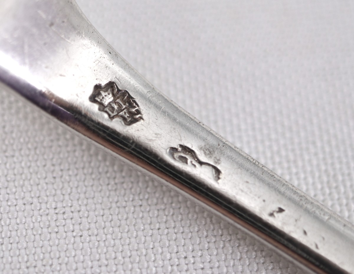 Fourchette argent massif XVIIIe, Uniplat, Quimper, Bretagne, Louis Le Febvre.-photo-2