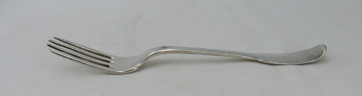 Fourchette argent massif XVIIIe, Uniplat, Quimper, Bretagne, Louis Le Febvre.-photo-3