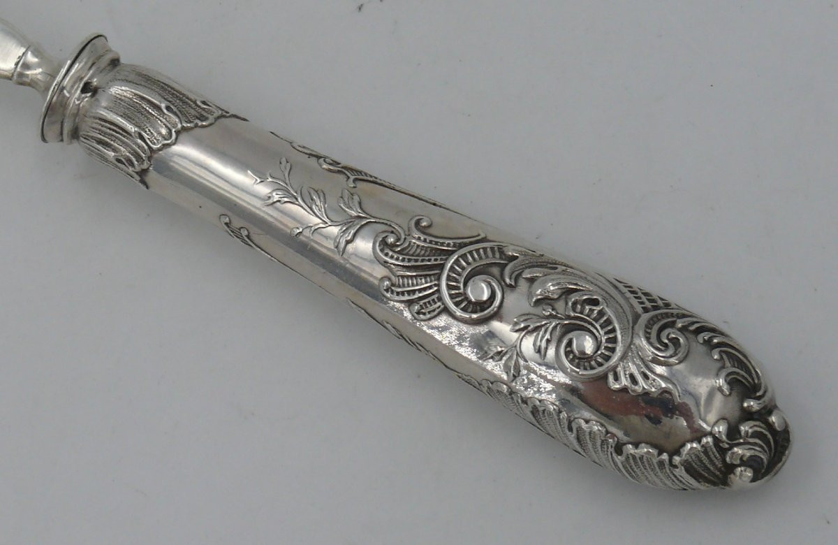 Eugène Collet, pelle à poisson argent massif Minerve, style Louis XV, parfait état.-photo-4