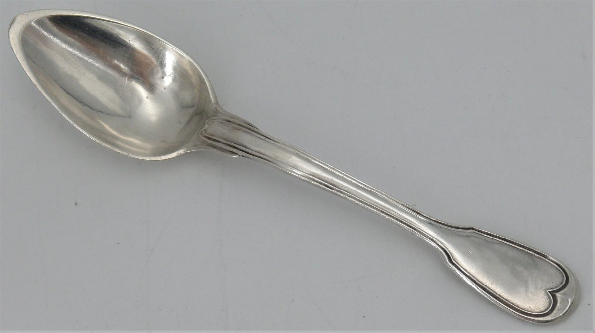 4 cuillères à café, thé, dessert en argent massif, 1er coq, modèle au Filet, 1798-1809.-photo-4