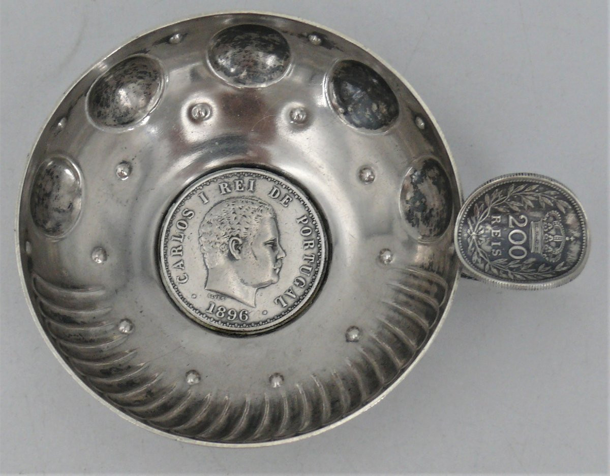 Solid Silver Coin Tastevin, Portugal, 500 Reis 1896 + 200 Reis 1909.-photo-2