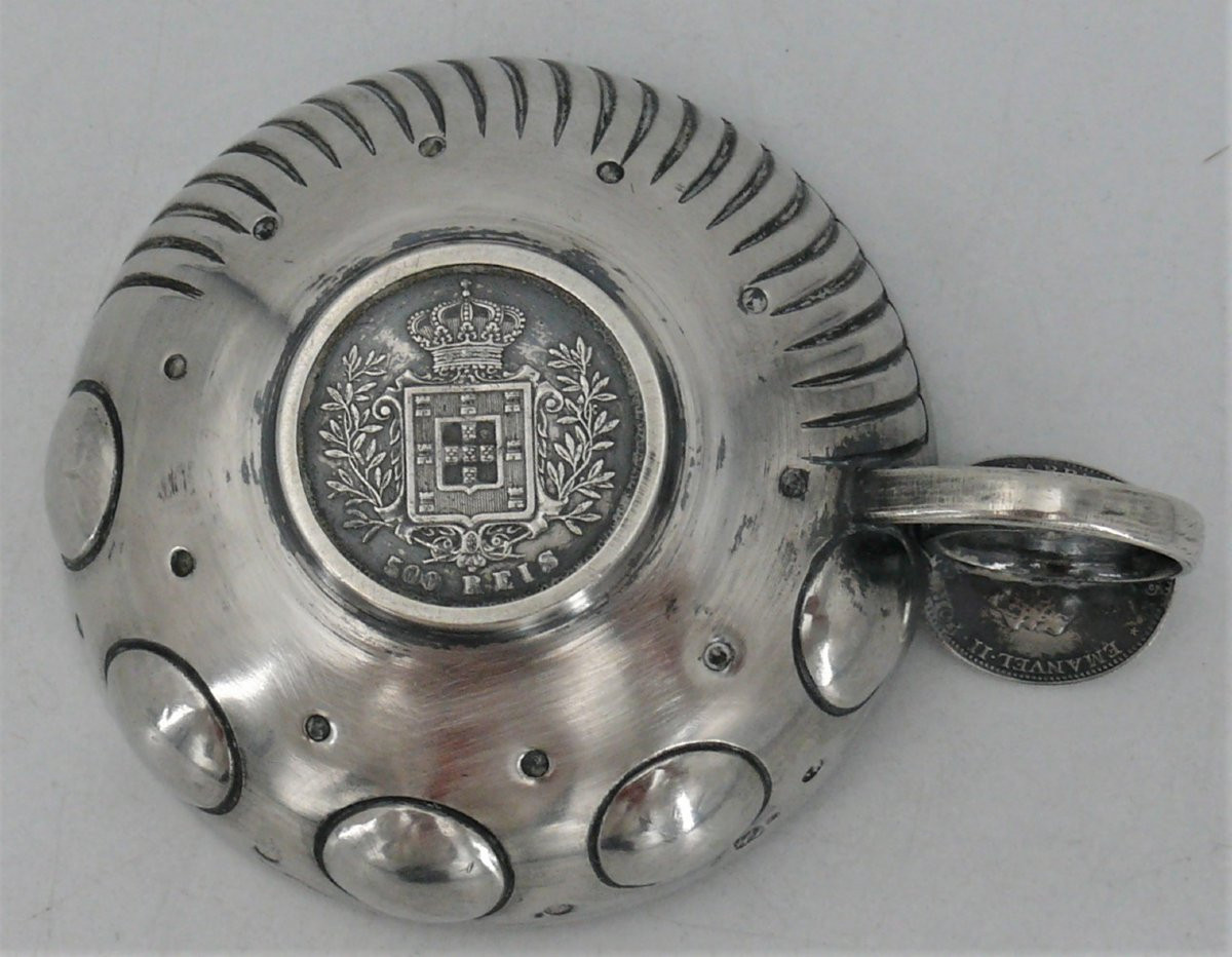 Solid Silver Coin Tastevin, Portugal, 500 Reis 1896 + 200 Reis 1909.-photo-3