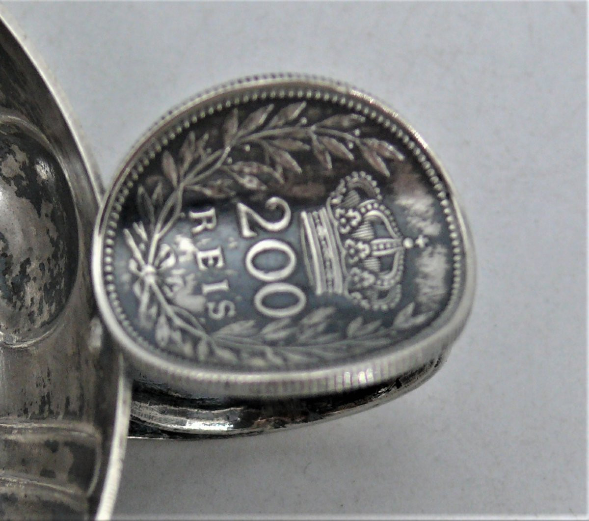 Solid Silver Coin Tastevin, Portugal, 500 Reis 1896 + 200 Reis 1909.-photo-4