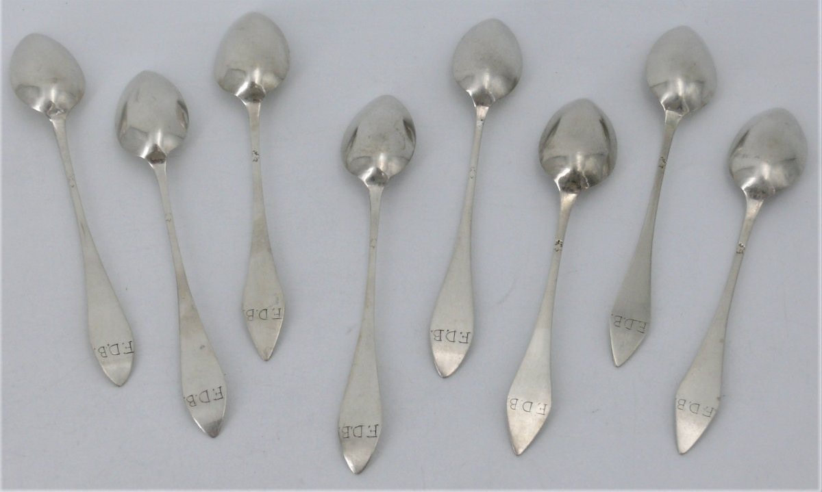 8 cuillères à café, moka, argent massif XVIIIe, Belge, très bon état.-photo-3