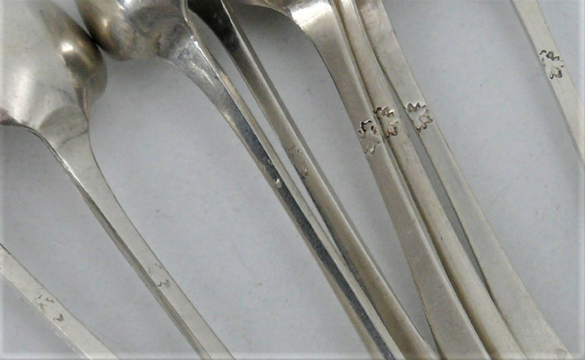 8 cuillères à café, moka, argent massif XVIIIe, Belge, très bon état.-photo-5