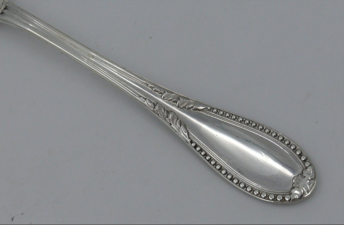 Dessert Cutlery, Cadet, Child, Birth, Solid Silver Minerva, Pearls, Laparra & Gabriel-photo-4