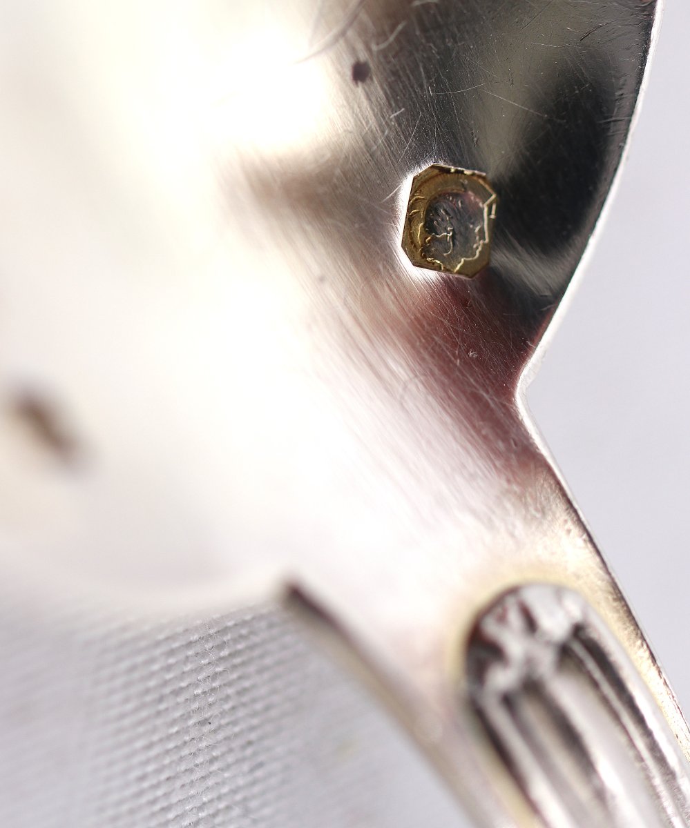 Puiforcat, 6 cuillères à café, moka, modèle Perles, argent massif Minerve.-photo-6