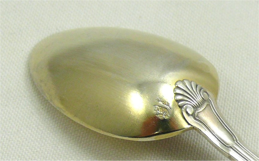 Boulenger, Minerva Solid Silver, Godrons Coquille Model, 6 Mocha Spoons.-photo-1