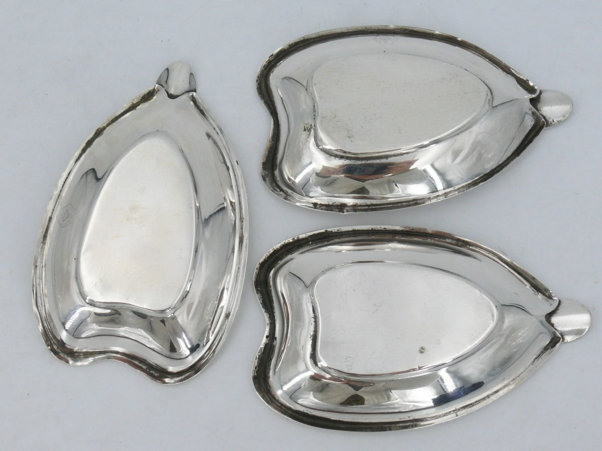 3 cendriers individuels en argent massif espagnol, excellent état, Pedro Duran.-photo-4