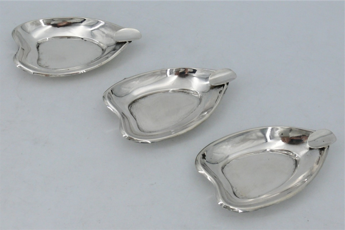 3 cendriers individuels en argent massif espagnol, excellent état, Pedro Duran.