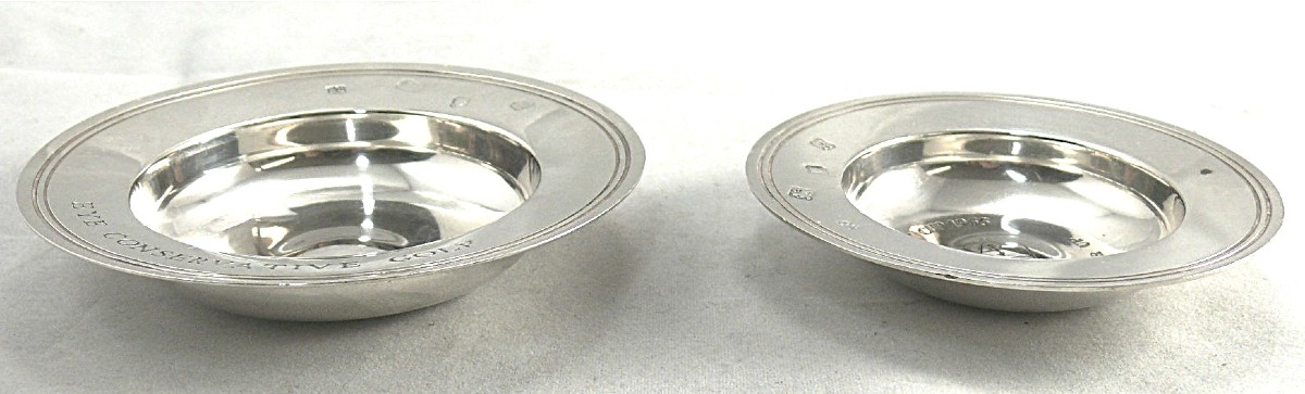 2 coupelles, trophée sport, Golf, argent massif anglais, 1966.-photo-2