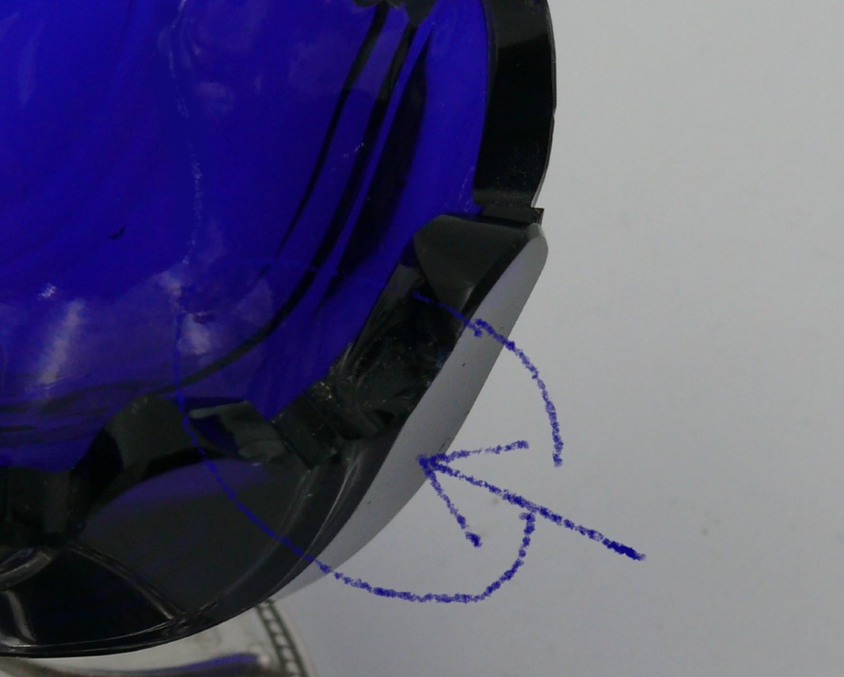 Salière, saleron double argent massif Minerve sur piédouche, verrines bleues.-photo-7