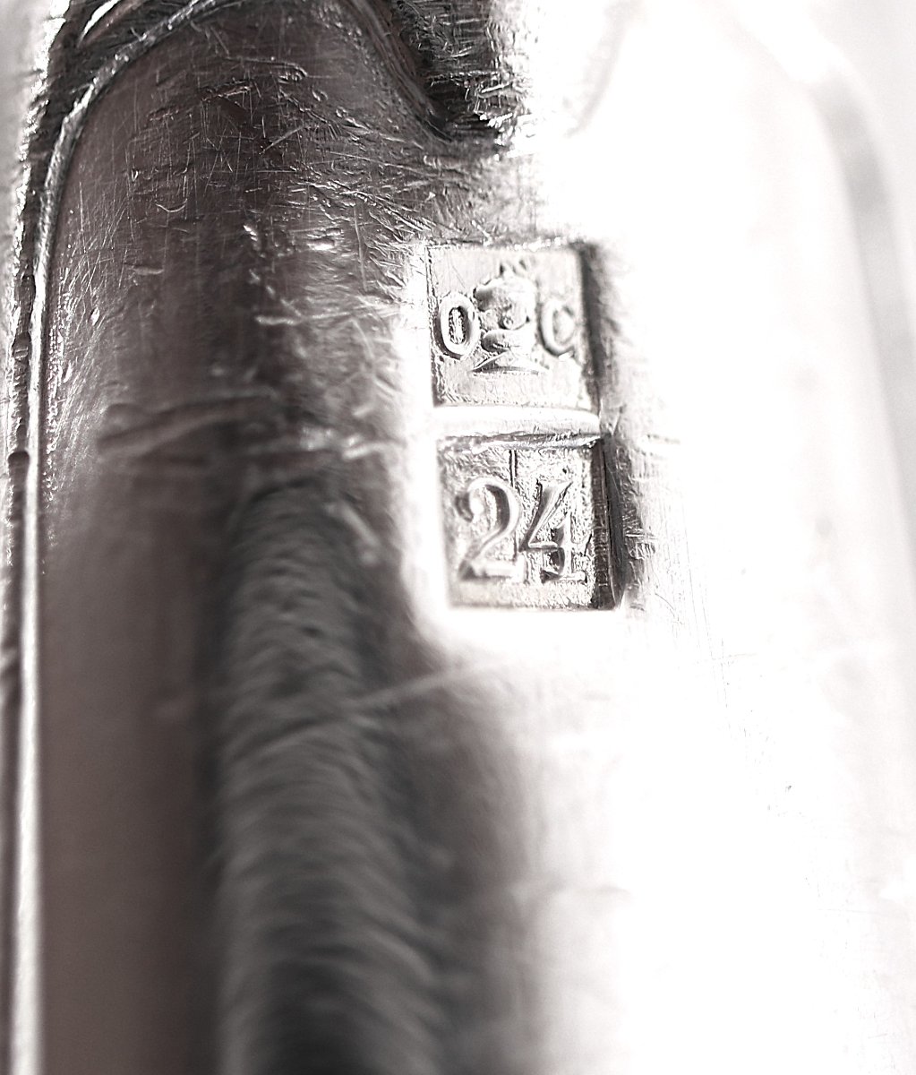 Alfénide, Christofle Louvois Model, Shell, 24 Knives: 12 Table Knives + 12 Dessert Knives.-photo-6