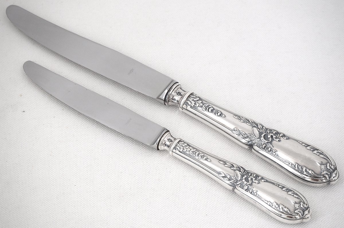 24 couteaux de style Louis XVI, Marie Antoinette, Tambourin 12 couteaux de table + 12 à dessert-photo-3