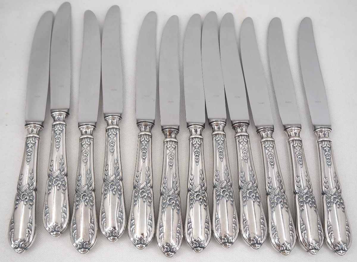 24 couteaux de style Louis XVI, Marie Antoinette, Tambourin 12 couteaux de table + 12 à dessert-photo-1