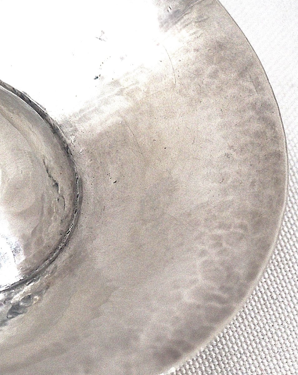 Hammered Bordeaux Wine Taster With Central Umbilicus, Solid Silver Minerva, Silver Winetaster.-photo-4