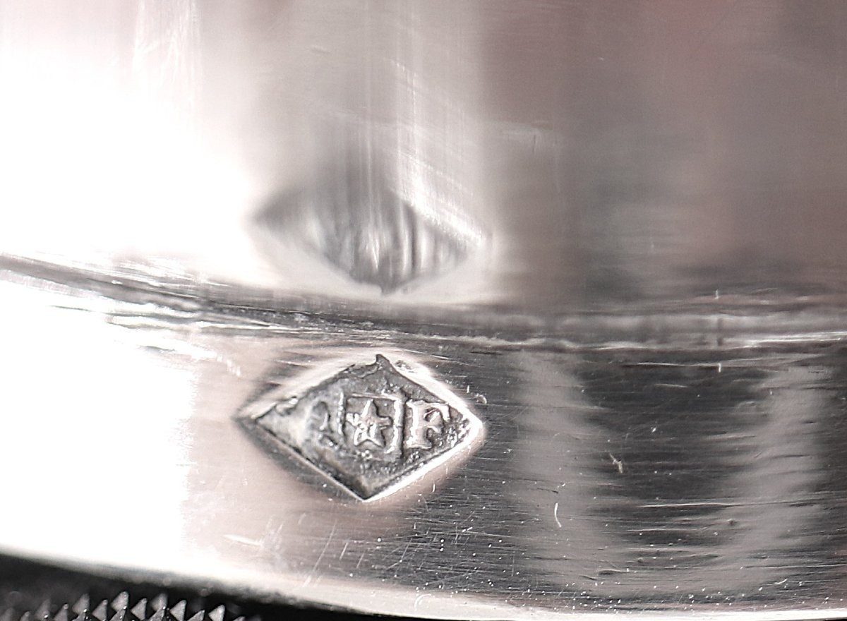 Hammered Bordeaux Wine Taster With Central Umbilicus, Solid Silver Minerva, Silver Winetaster.-photo-5