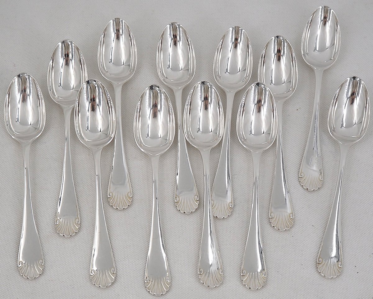 Christofle Directoire Pattern, Rat Tail, 37-piece Silver-plated Flatware Set.-photo-1