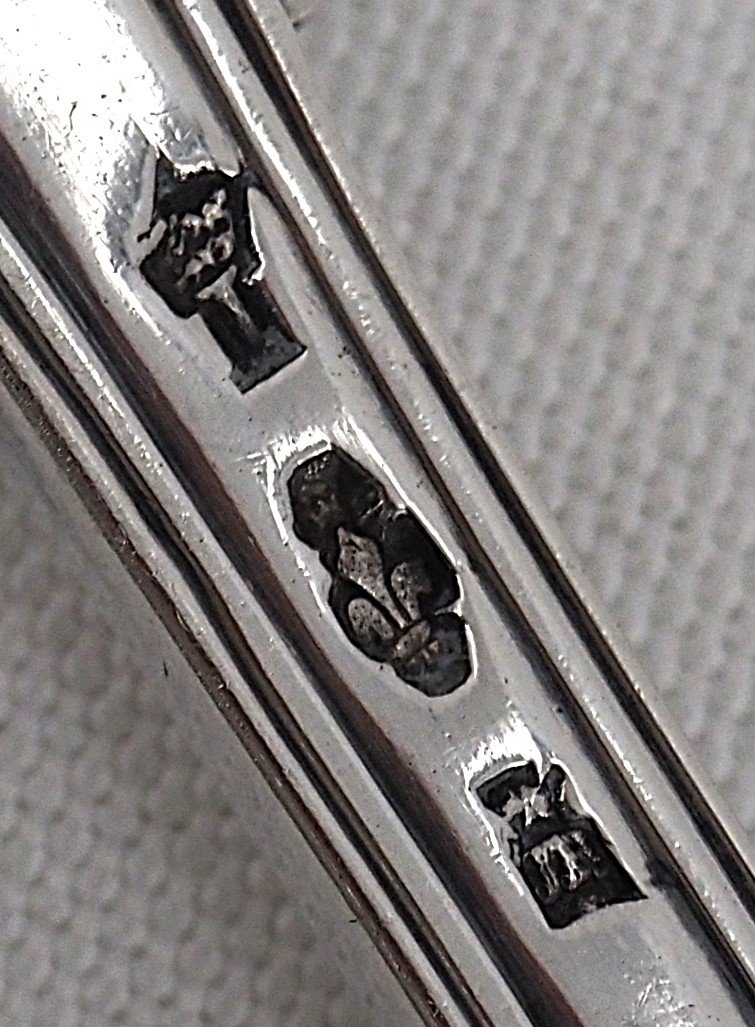 Stewing Spoon, Serving Spoon, Solid Silver 18th Century, Straight Filet Pattern.-photo-4