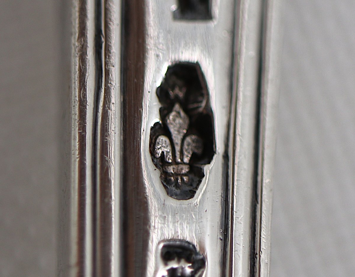 Stewing Spoon, Serving Spoon, Solid Silver 18th Century, Straight Filet Pattern.-photo-6