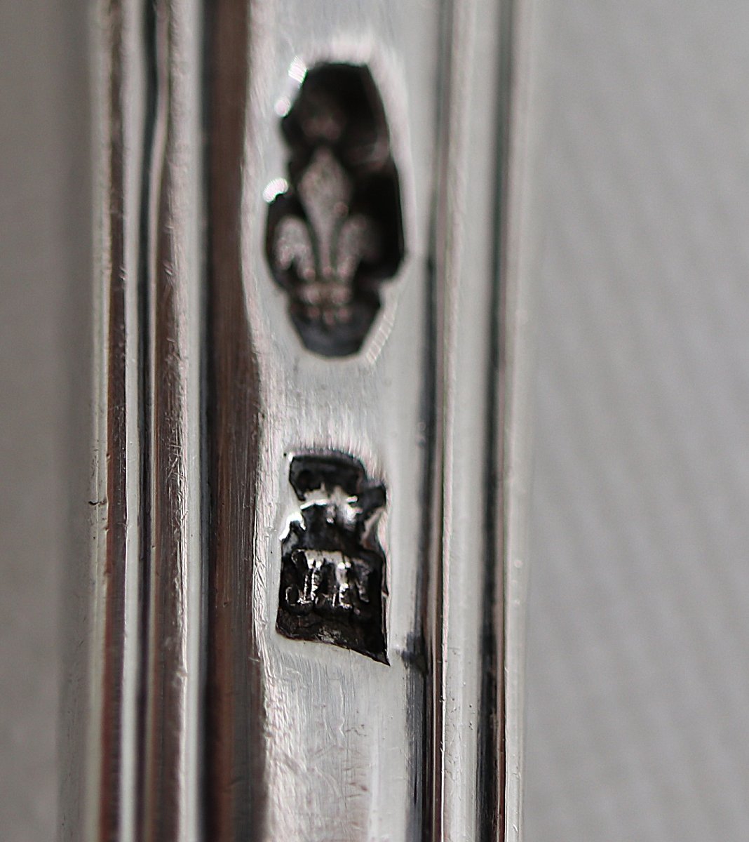 Stewing Spoon, Serving Spoon, Solid Silver 18th Century, Straight Filet Pattern.-photo-7