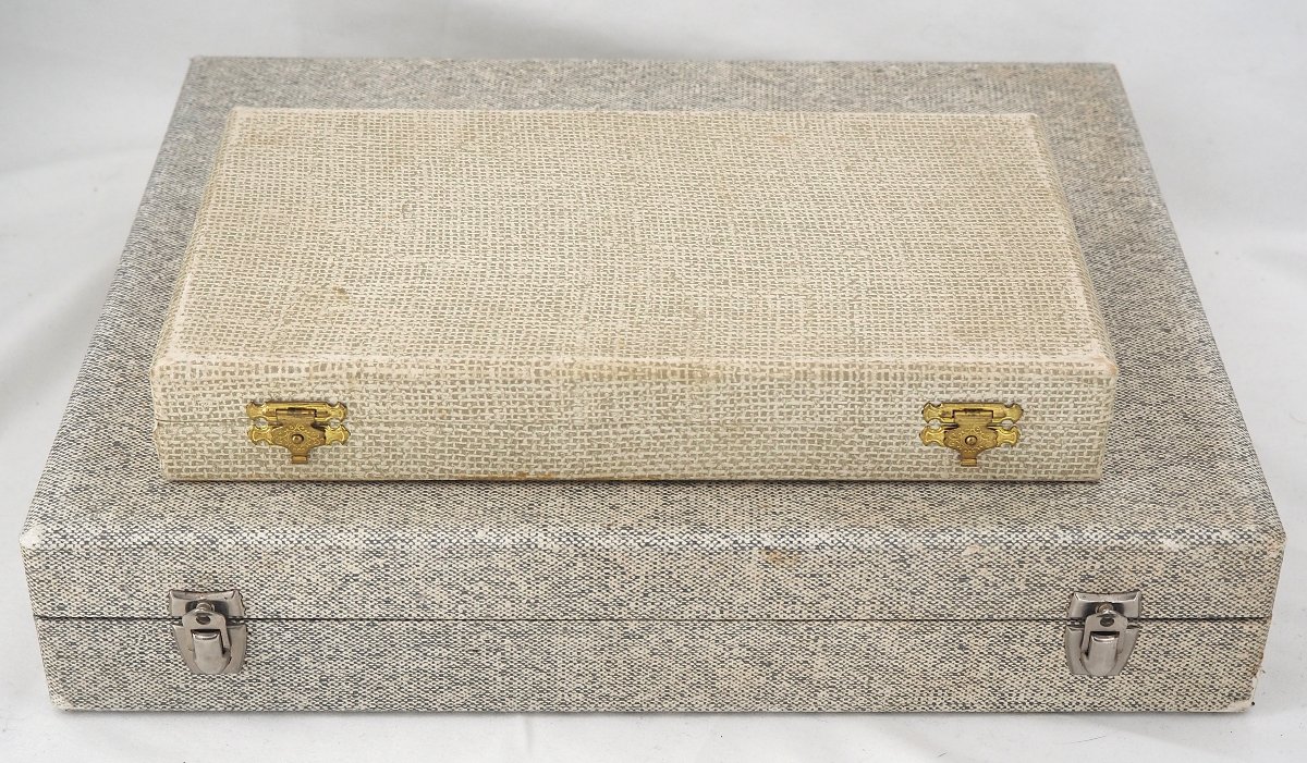 Christofle modèle Malmaison, ménagère set 49 pièces en métal argenté, excellent état.-photo-8