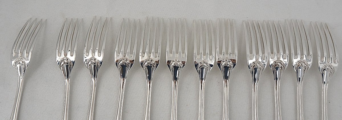 Ercuis Pompadour Model, 37-piece Silver-plated Menagère Set, Louis XV Style.-photo-4