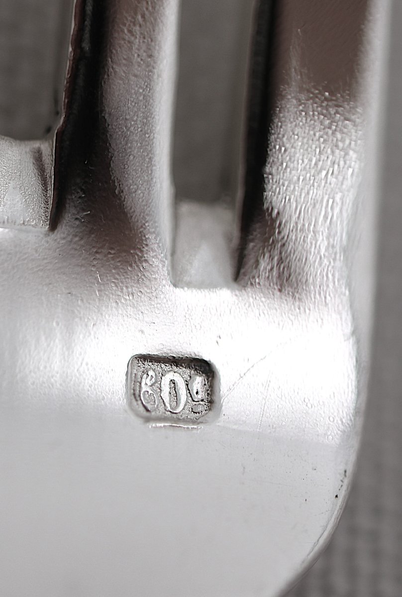 12 Dessert Cutlery Grand Prix Model, Art Deco, 24 Pieces In Silver-plated Metal.-photo-4