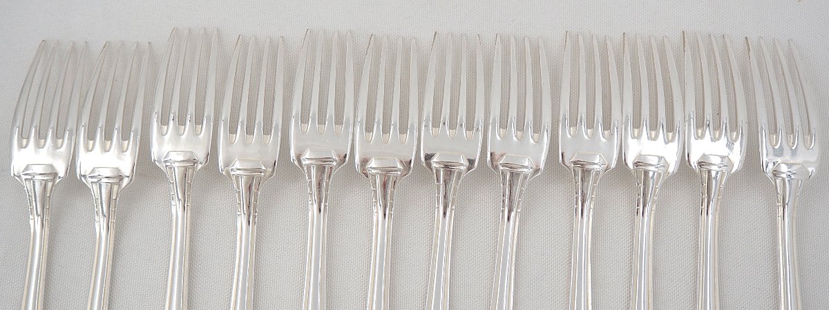 Ercuis Neptune Model, 37-piece Art Deco Silver-plated Set, Excellent Condition.-photo-5