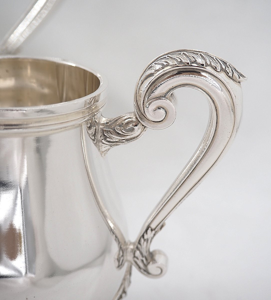 Christofle Marly Model, 3-piece Tea Service, Teapot, Sugar Bowl, Milk Jug, Silver-plated Metal.-photo-2