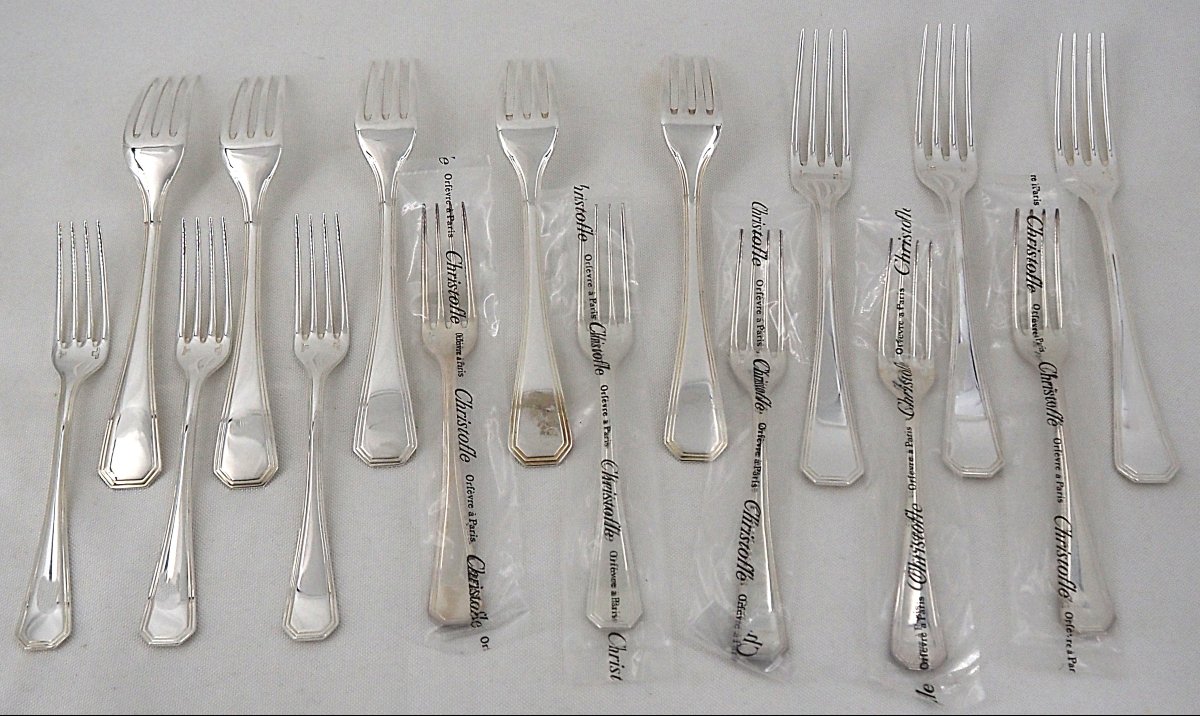 Christofle América Model, Household Set Of 57 Pieces For 8 Persons, Near New.-photo-3