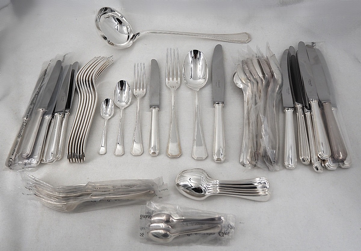 Christofle América Model, Household Set Of 57 Pieces For 8 Persons, Near New.