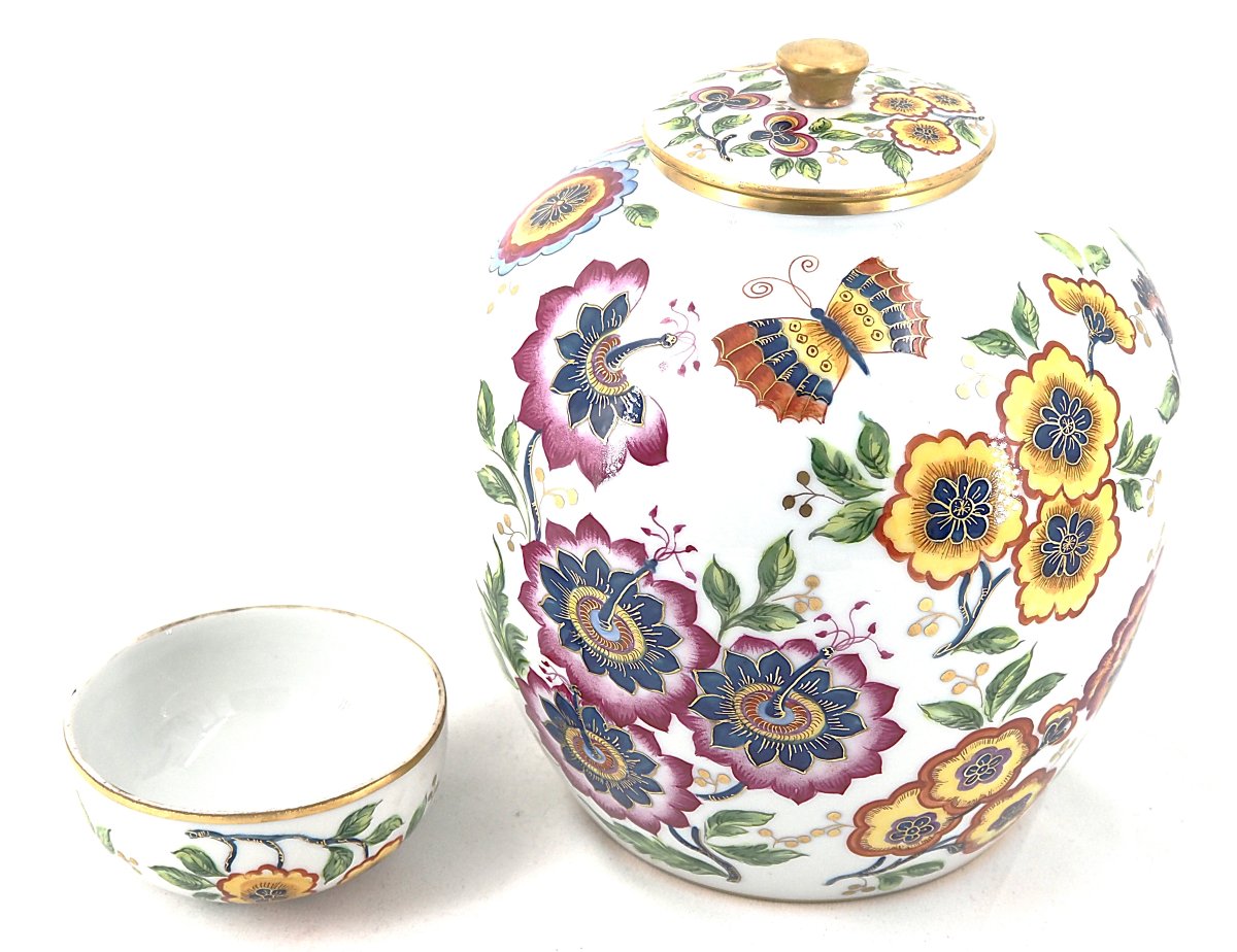 Le Tallec In Paris, Porcelain Covered Pot, Complete, Signed, In Excellent Condition.-photo-6