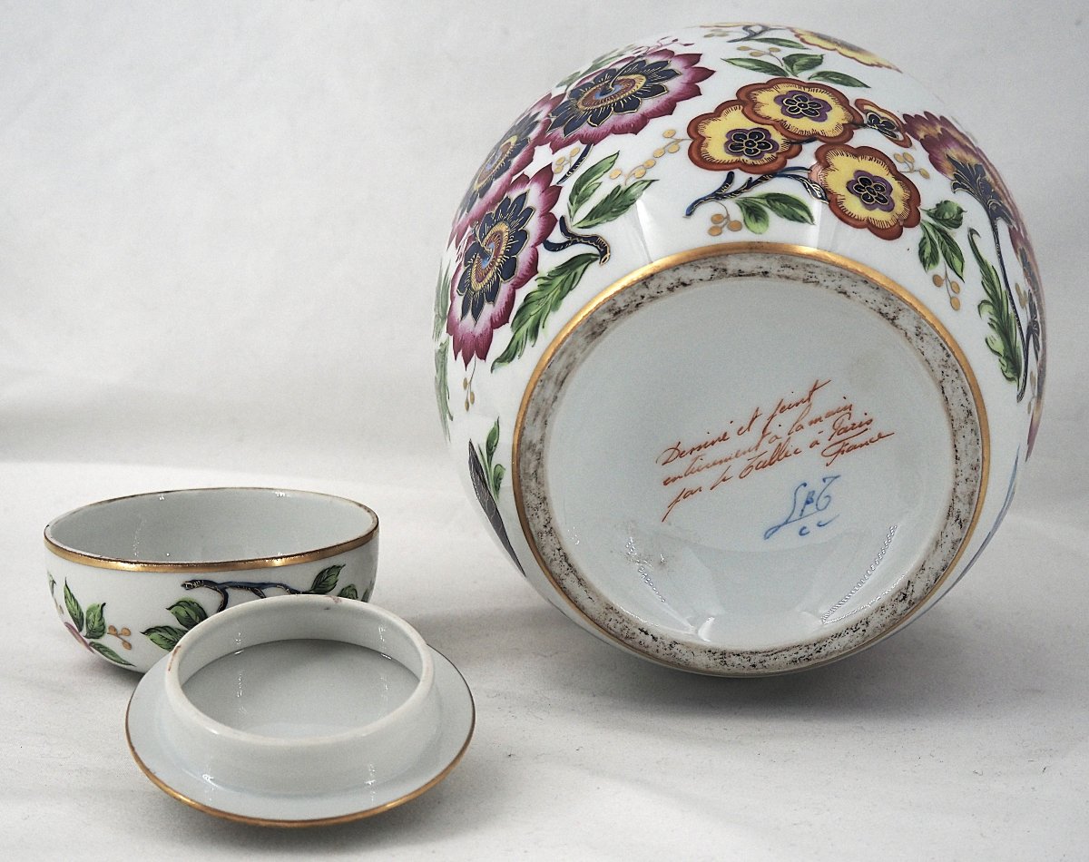 Le Tallec In Paris, Porcelain Covered Pot, Complete, Signed, In Excellent Condition.-photo-7