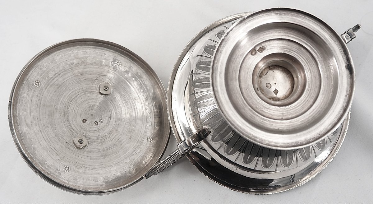 Sucrier couvert argent massif époque Empire, 1er coq, 659 g, excellent état.-photo-5