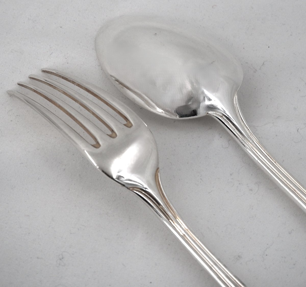 Christofle modèle Albi, 12 couverts de table, métal argenté, 24 pièces, excellent état.-photo-4