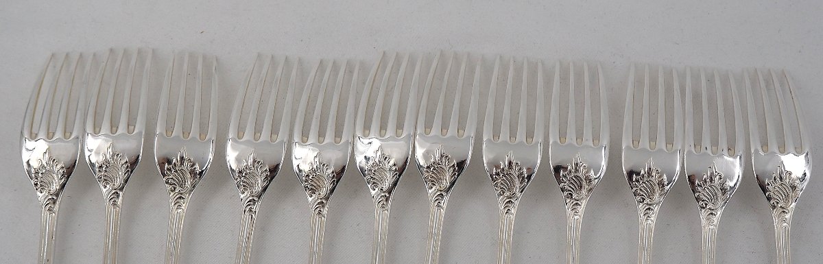 Christofle Marly Model, 12 Pieces Of Dessert Flatware, 24 Pieces, Silver-plated, 17 Cm.-photo-4