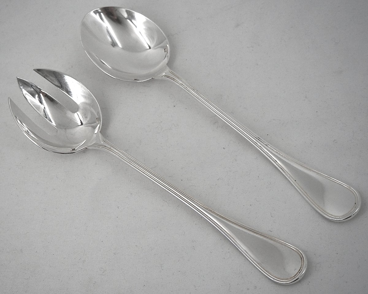 Christofle modèle Albi, lot de 7 pièces de service, à ragout, salade, pelle gateau, pince sucre-photo-3