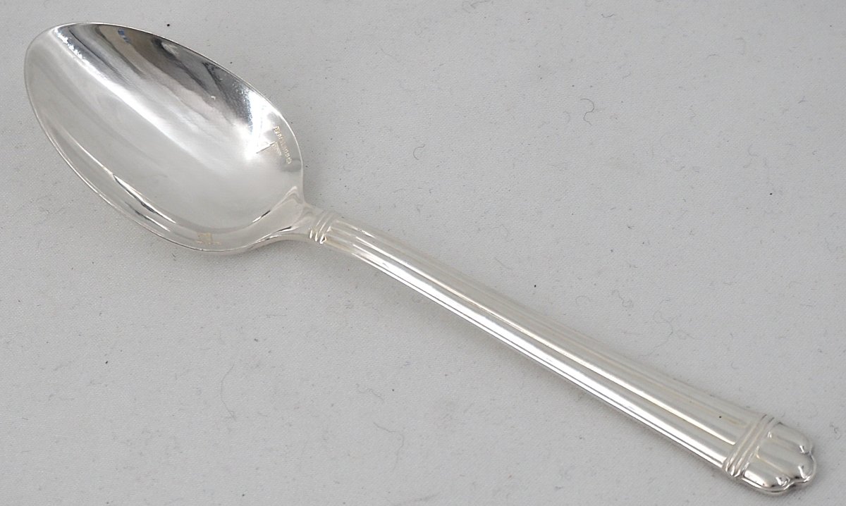 Christofle Aria, 10 cuillères à thé, café, dessert, 13,5 cm, excellent état, métal argenté.-photo-2