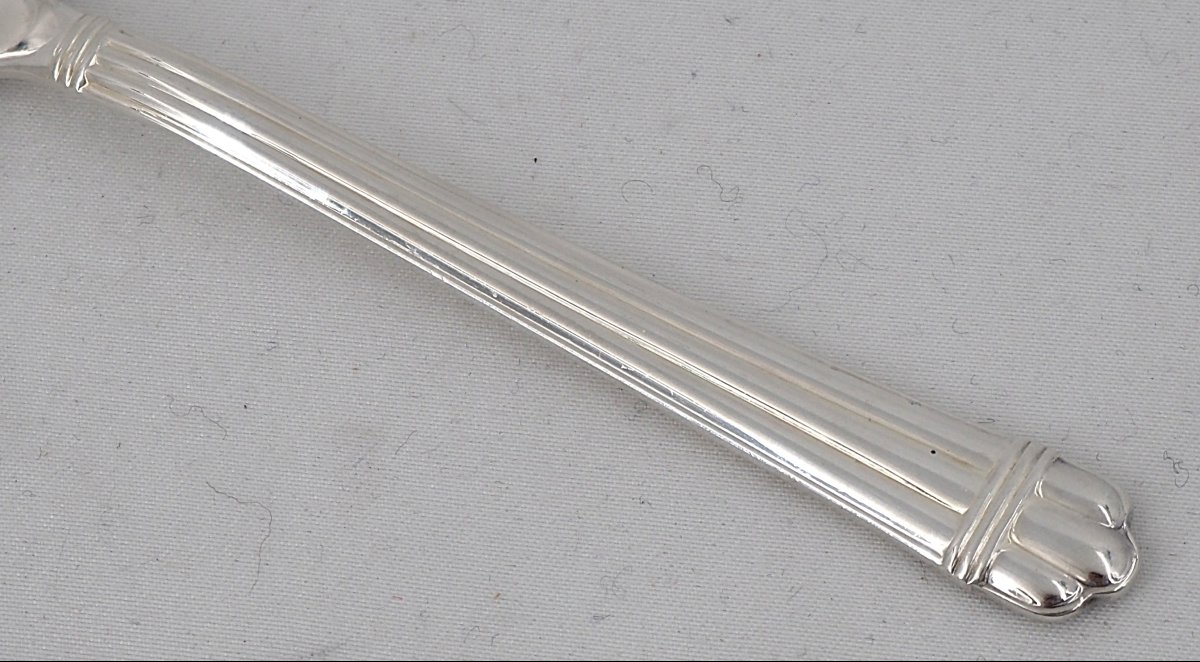 Christofle Aria, 10 cuillères à thé, café, dessert, 13,5 cm, excellent état, métal argenté.-photo-3