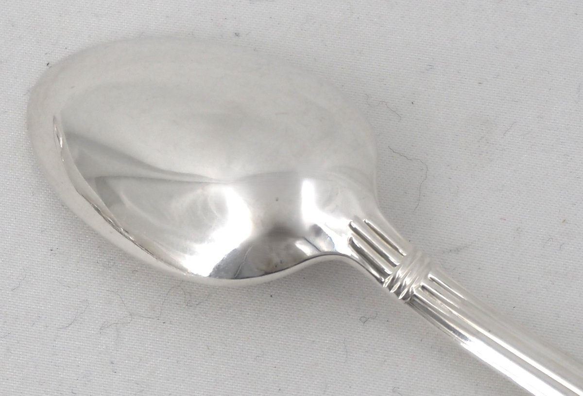 Christofle Aria, 10 cuillères à thé, café, dessert, 13,5 cm, excellent état, métal argenté.-photo-1